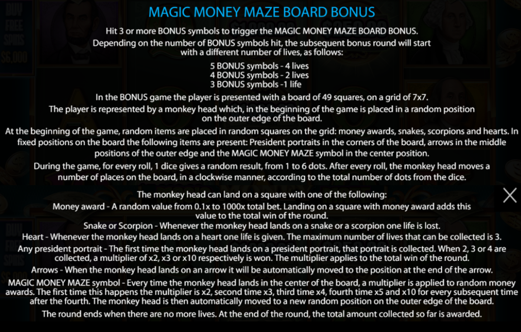 Magic Money Maze Board Bonus
