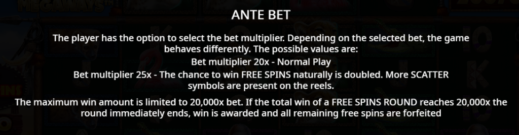Ante Bet Feature