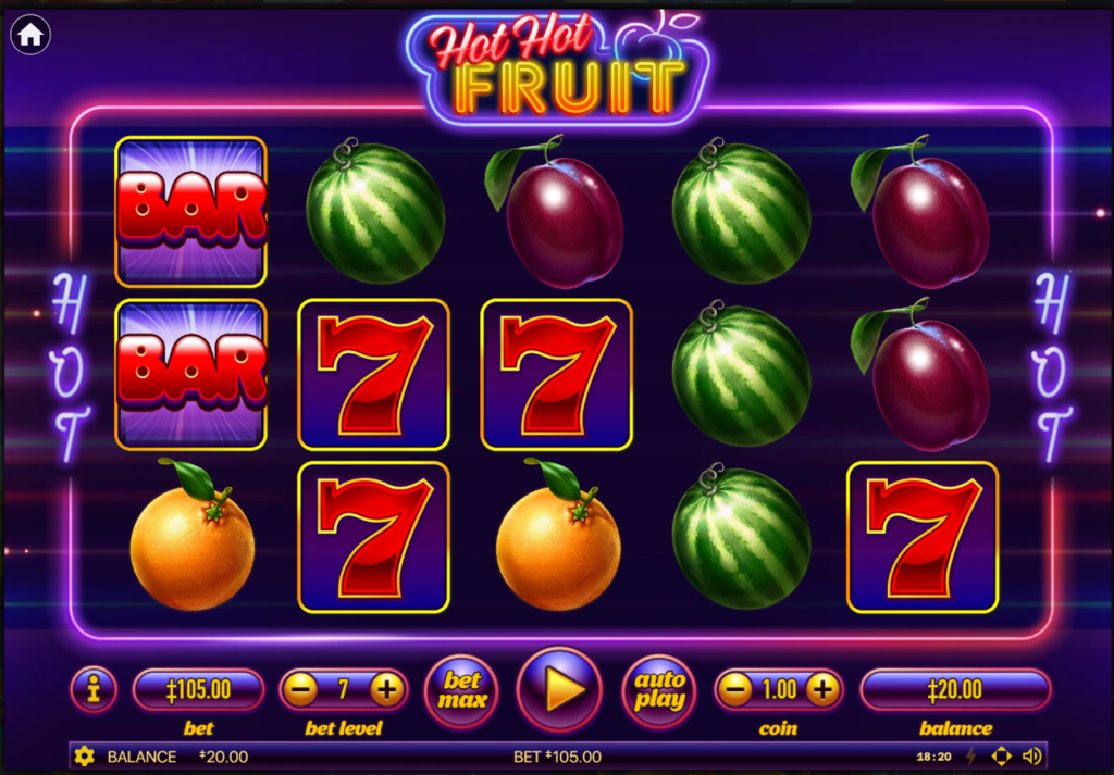 하바네로에서 인기가 많은 Hot Hot Fruit 게임 실행 화면
